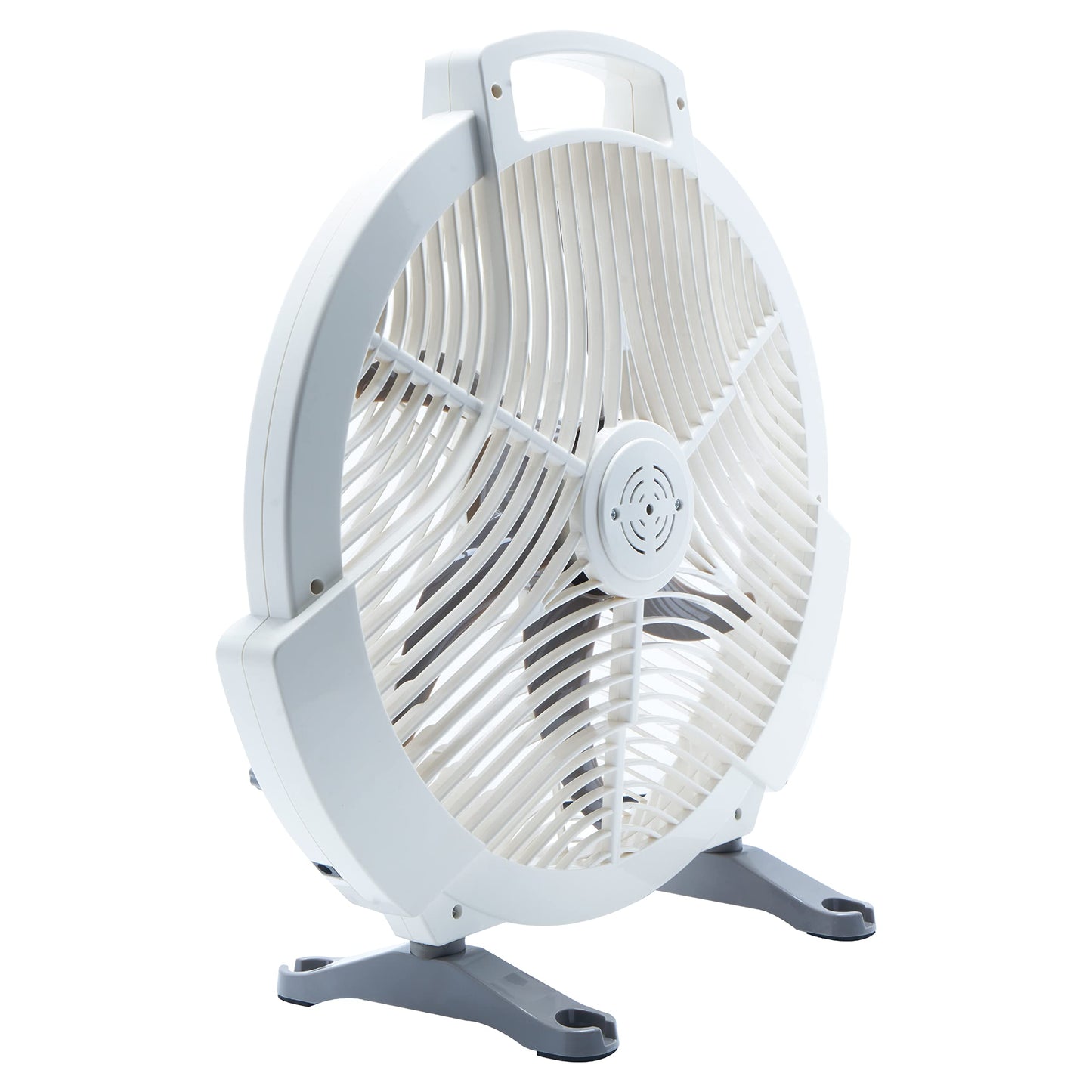 Extreme Max 1229.4089 Rechargeable AC/DC 12 Volt Box Fan with Lithium Battery for RV, Camping, Travel – 12", White