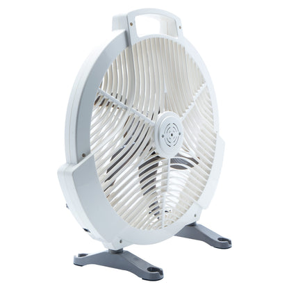 Extreme Max 1229.4089 Rechargeable AC/DC 12 Volt Box Fan with Lithium Battery for RV, Camping, Travel – 12", White