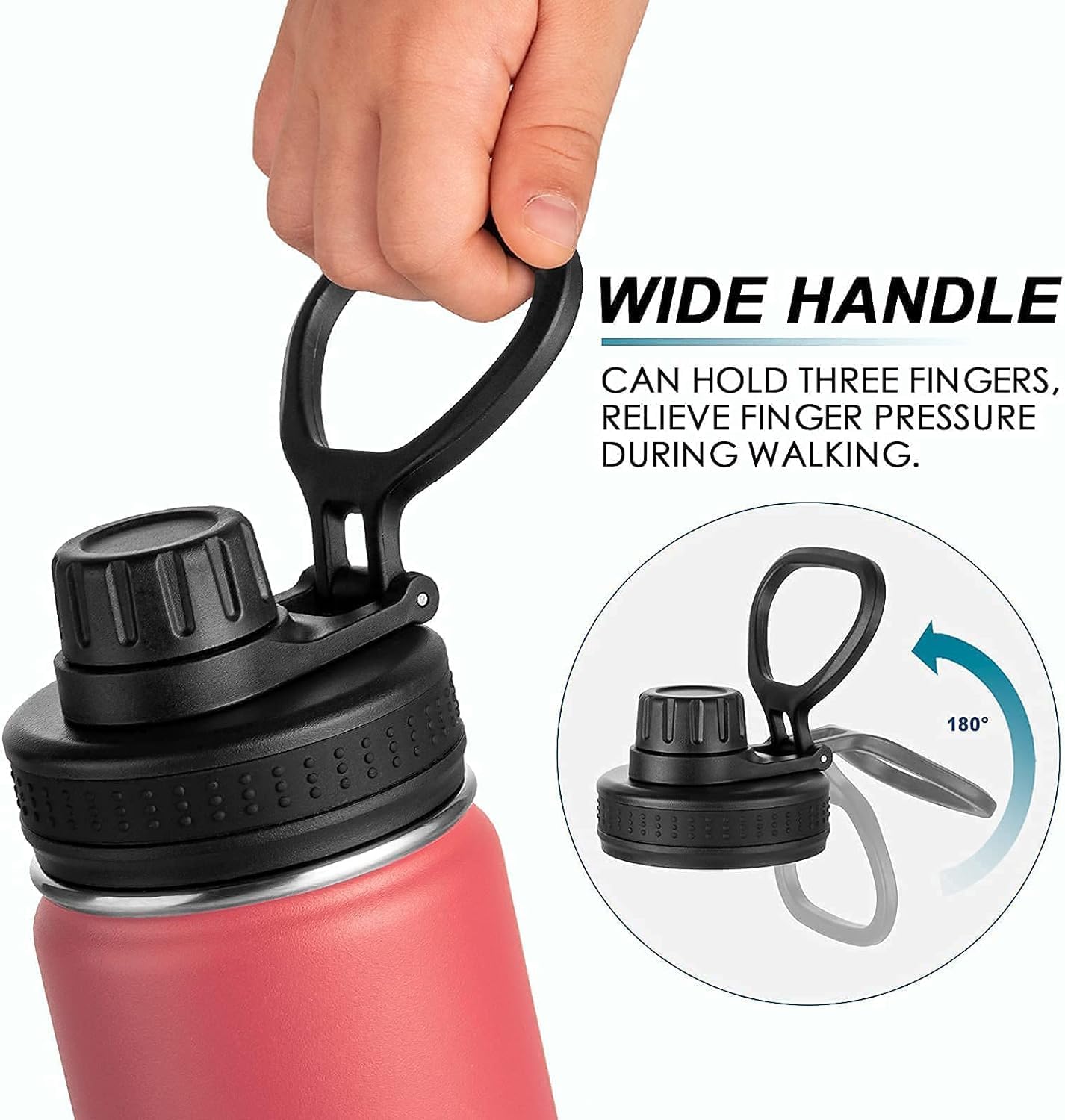 Koodee 12 Oz Stainless Steel Water Bottle - Double Wall Insulated Flask with Leakproof Spout Lid | Flamingo Pink