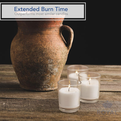 Royal Imports Unscented Clear Glass Votive Candles, Long 12 Hour Burn Time, for Home, Spa, Wedding, Birthday, Holiday, Restaurant, Party, Birthday, 12 Pack