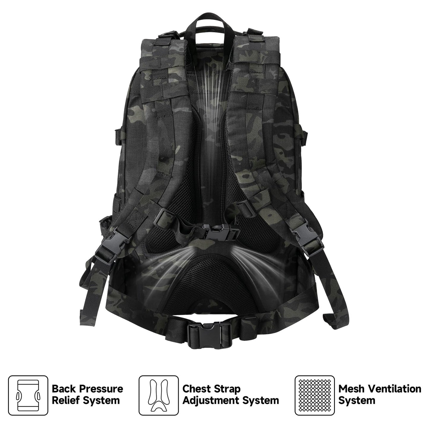 EXCELLENT ELITE SPANKER 40L Tactical Military Backpack for Men and Women Large Rucksack Assault Pack Bag for Outdoor Camping, Hiking,Travel Backpacking(Multicam Black)