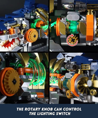 Ideas Mechanical Shark Building Set - with Display Stand and Light Marine Animal with Linkage Function for Adults Ocean &amp Mechanical Enthusiasts. (Compatible with Legos)