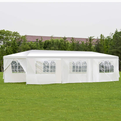 Tangkula Heavy-Duty 10'x30' Event Canopy with Removable Sidewalls, Waterproof Top & Ground Stakes - White Outdoor Wedding Party Gazebo
