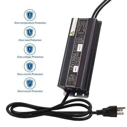 SUNVIE 150W LED Driver Waterproof IP67 Power Supply, 120V to 12V Transformer, Black, Model c5d22975-9092-4a3c-befd
