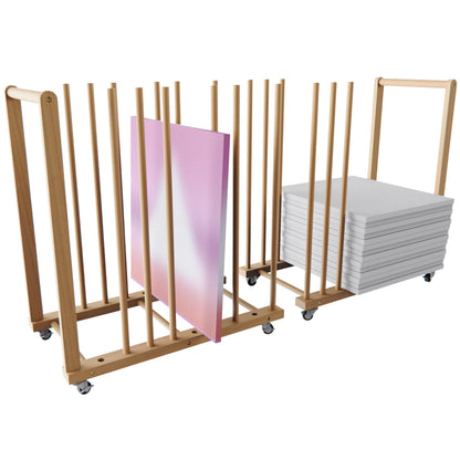UNZERO Art Storage and Transport Cart with Dowels - Art Drying Rack with Wheels, Handle, and Adjustable Dividers