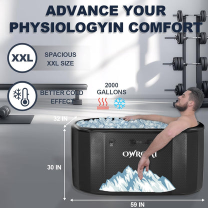 Inflatable Ice Bath Tub for Athletes Recovery Cold Plunge Tub with Lid, Water Chiller Compatible, Large XXL Cold Bath Tub for Cold Water Therapy