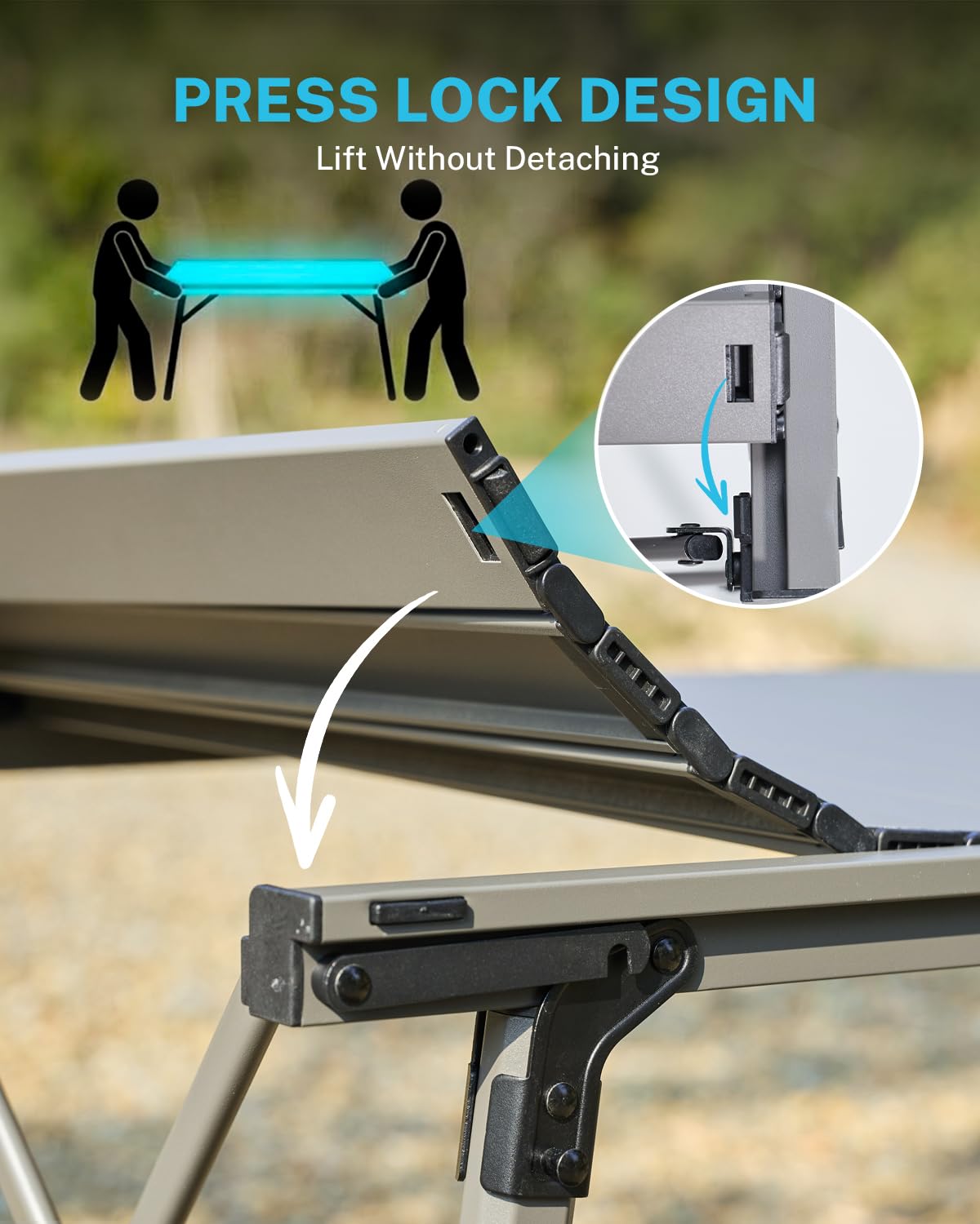 Gonex 50" Camping Table with Adjustable Height Legs for Uneven Ground, Portable Folding Aluminum Roll Up Table with Mesh Pocket for Camping, Picnic, BBQ, Cooking, Beach