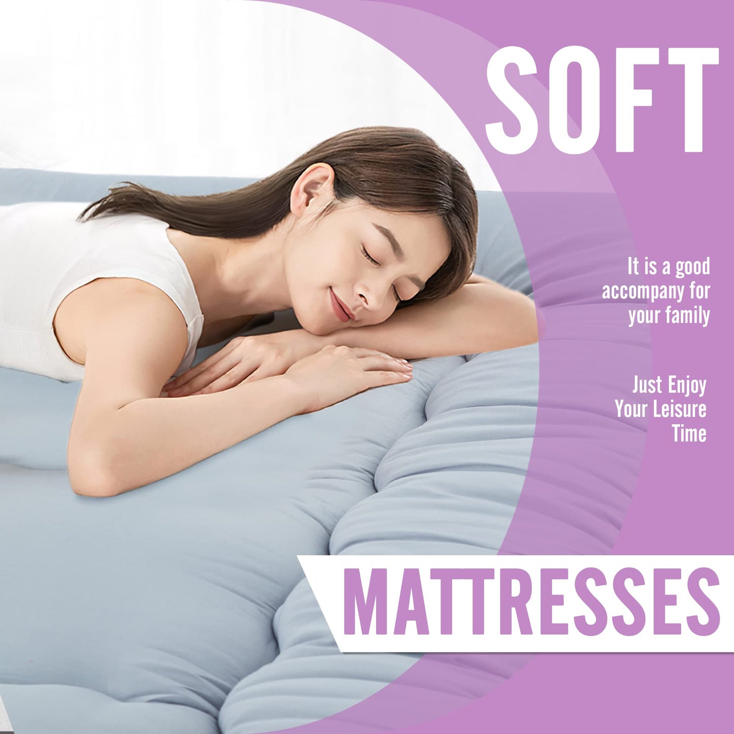 MIRUO Sleeping Mat on Floor for Adults, Kids Futon Mattress SleepMattress Pads Sleeping Mat Floor Mattress for Adults Japanese Mattress Car Camping Mattress Full Size (A-GE11012-M-USAM021)