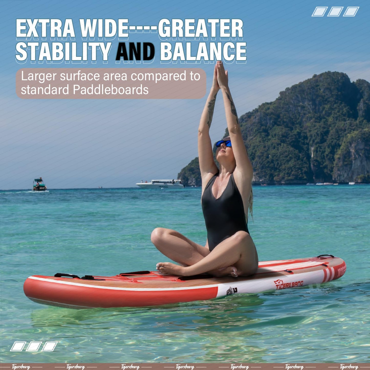 TIGERXBANG Paddle Board, 10.8' Stand Up Paddle Board with Premium Complete Inflatable SUP Accessories, Extra Wide Paddleboards for Adults & Youth-Pandora Collection Chili Red