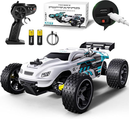 Tecnock RC Cars Remote Control Car for Kids 1:18 Scale 20 KM/H 2WD Offroad Buggy 2.4GHz RC Racing Car with USB-C Easy Charging &amp 50 Mins Playtime Toys Gifts for Boys &amp Girls