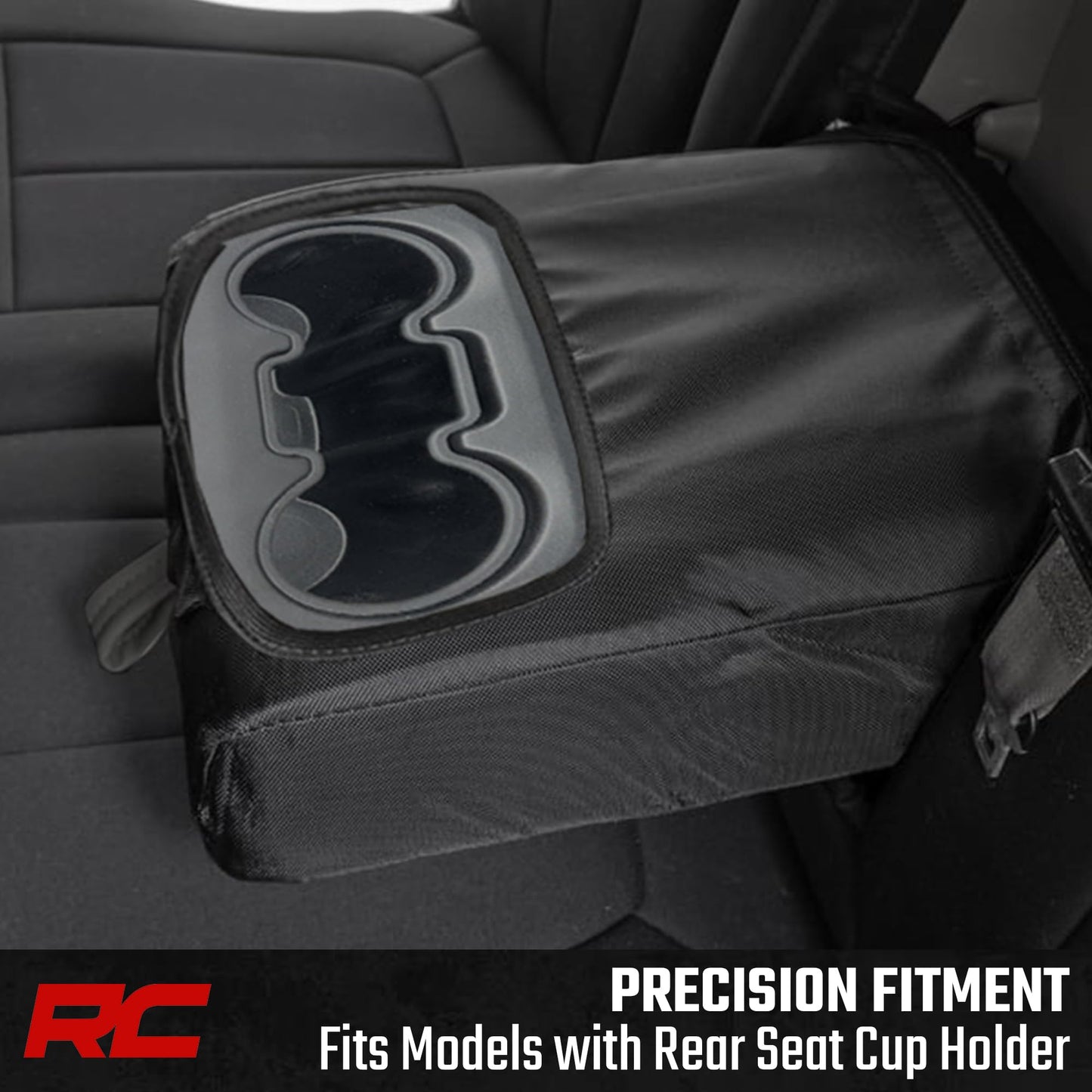 Rough Country Neoprene Seat Covers for Chevy Silverado/GMC Sierra 1500 (2019–2026) w/Rear Cup Holder - Waterproof, UV-Resistant, Foam Padded, Front & Rear Row Cover Set
