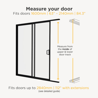 Hakuna Pets V2 Patio Pet Door Screen Insert Panel for Sliding Doors, Fits Door Track Min Ht 62.99" to Max Ht 84.25",UV Resistant Mesh, Locking Magnetic Dog Door, Easy Install and Removal,Large,Black