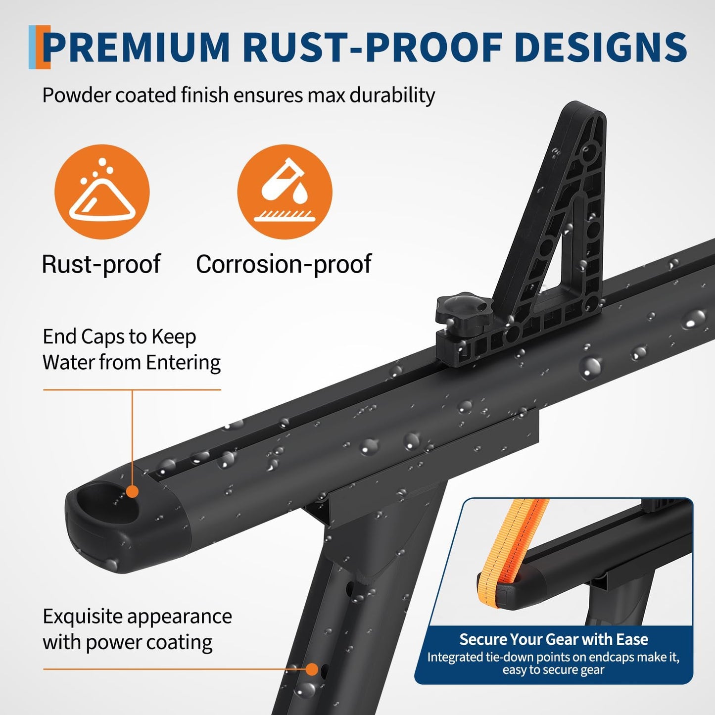 Aluminum Truck Rack, 35.4-71 in Width Adjustable Truck Bed Rack, Heavy Duty 800 LB Capacity, Secure Carrier for Kayak, Surfboard, Lumber, Contractor Gear, Black