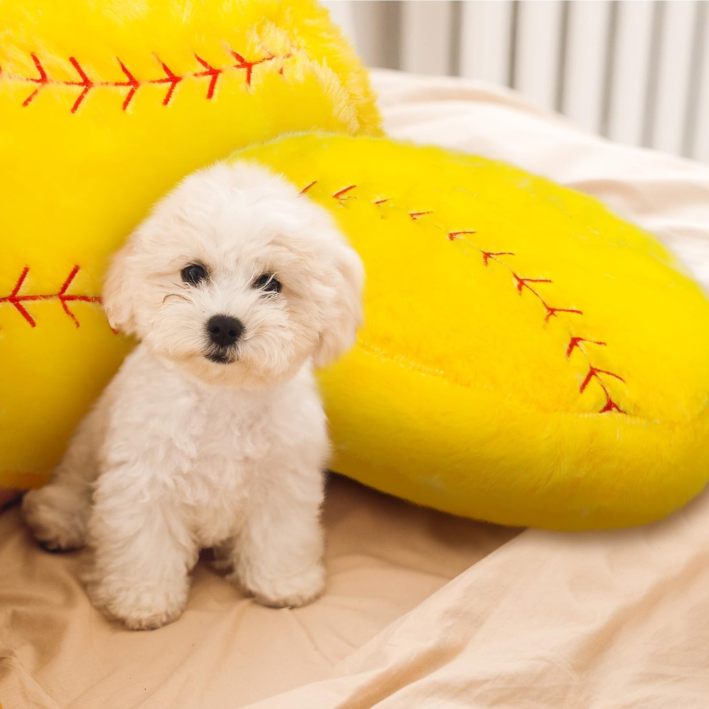 Gerrii 6 Pcs Softball Pillows 14 inch Sports Throw Pillow Bulk Softball Plush Fluffy Toys Sport Theme Cushion for Team Gift Room Bedroom Decoration