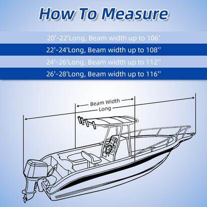 Marine Grade Waterproof Center Console Boat Cover with T Top Roof, Tear Resistant Trailerable Storage Covers, All-Weather Protection T-Top Boat Cover 26-28 ft, Beam Width Up to 116", Black