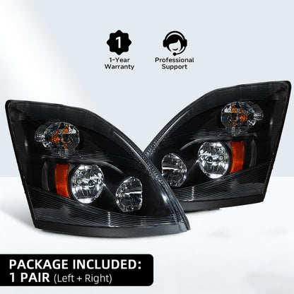 EVERESTHD Pair Performance Headlights Fit for Volvo VNL 2004-2018 Included All Bulbs Driver and Passenger Side 12V