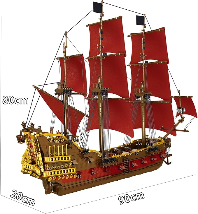 Miabrixbrix Queen Anne's Revenge Pirate Ship Model Kit Length 90cm Pirates Building Boat Set for Adults &amp Collections Enthusiasts Display Ship with Detachable Decks 4400+PCS