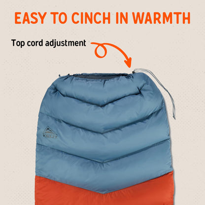 Kelty Galactic Down 30 Degree Sleeping Bag, 550 Fill Power RDS Trackable Down, Backpacking and Camping, Zip Together for 2P Sleeping Bag (Rooibos Tea)