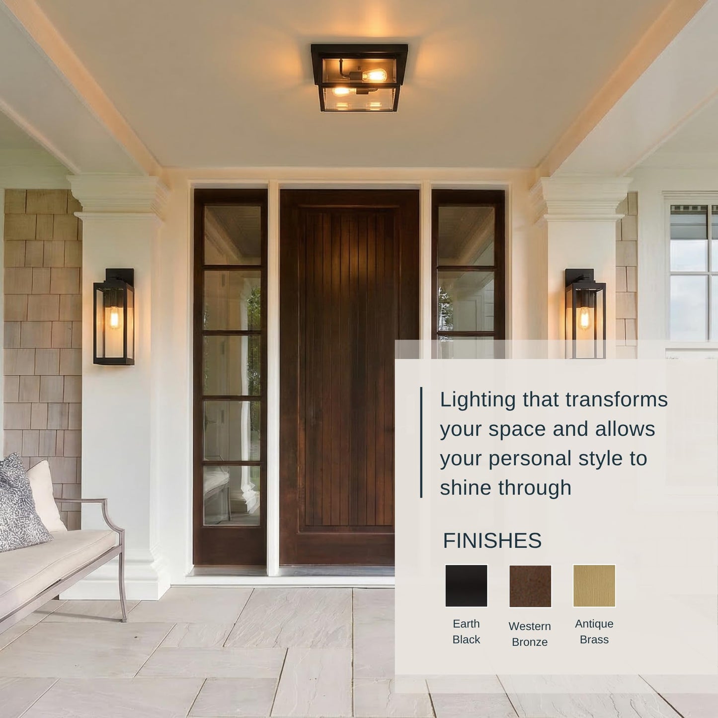 Quoizel Westover 12" Outdoor Flush Mount Ceiling Light, 2-Light Western Bronze with Clear Beveled Glass, E12 Base, ETL Damp Rated