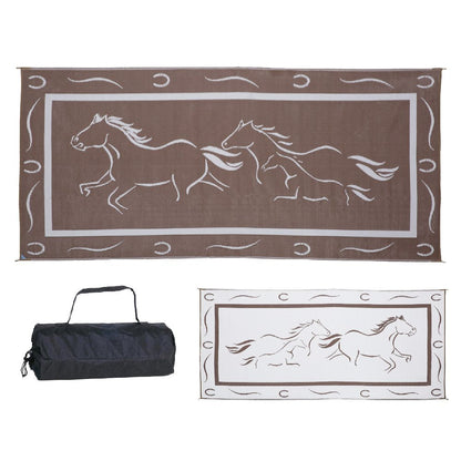 Stylish Camping GH8187 Brown/White 8' x 18' Galloping Horses Mat, 1 Pack