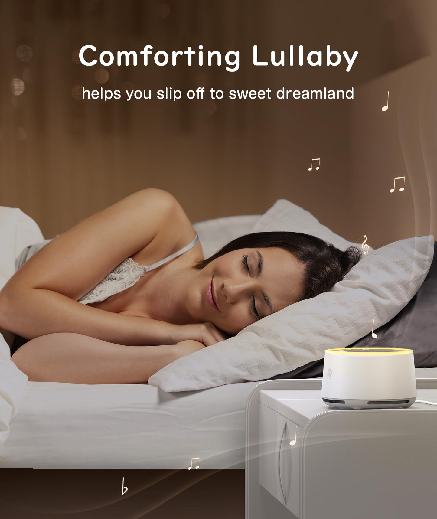 Dreamegg D1 Sound Machine - White Noise Machine with Baby Night Light for Sleeping, High Fidelity Sounds, Timer & Memory Feature, Sound Machine for Baby Adults, Home, Office, Travel (White)