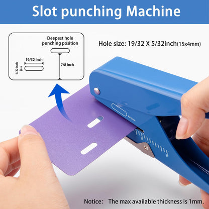 Imlike Handheld Badge Slot Hole Punch: Slot Puncher for PVC ID Card, Business Card, Name Tag and Luggage Tag, 19/32" x 5/32" Hole, All Metal Construction