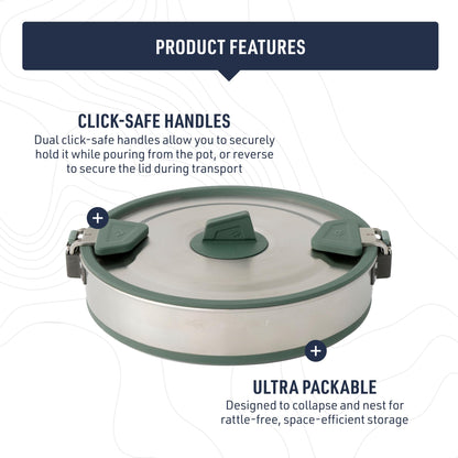 Sea to Summit Detour Stainless Steel Collapsible Pot, 3 Liters