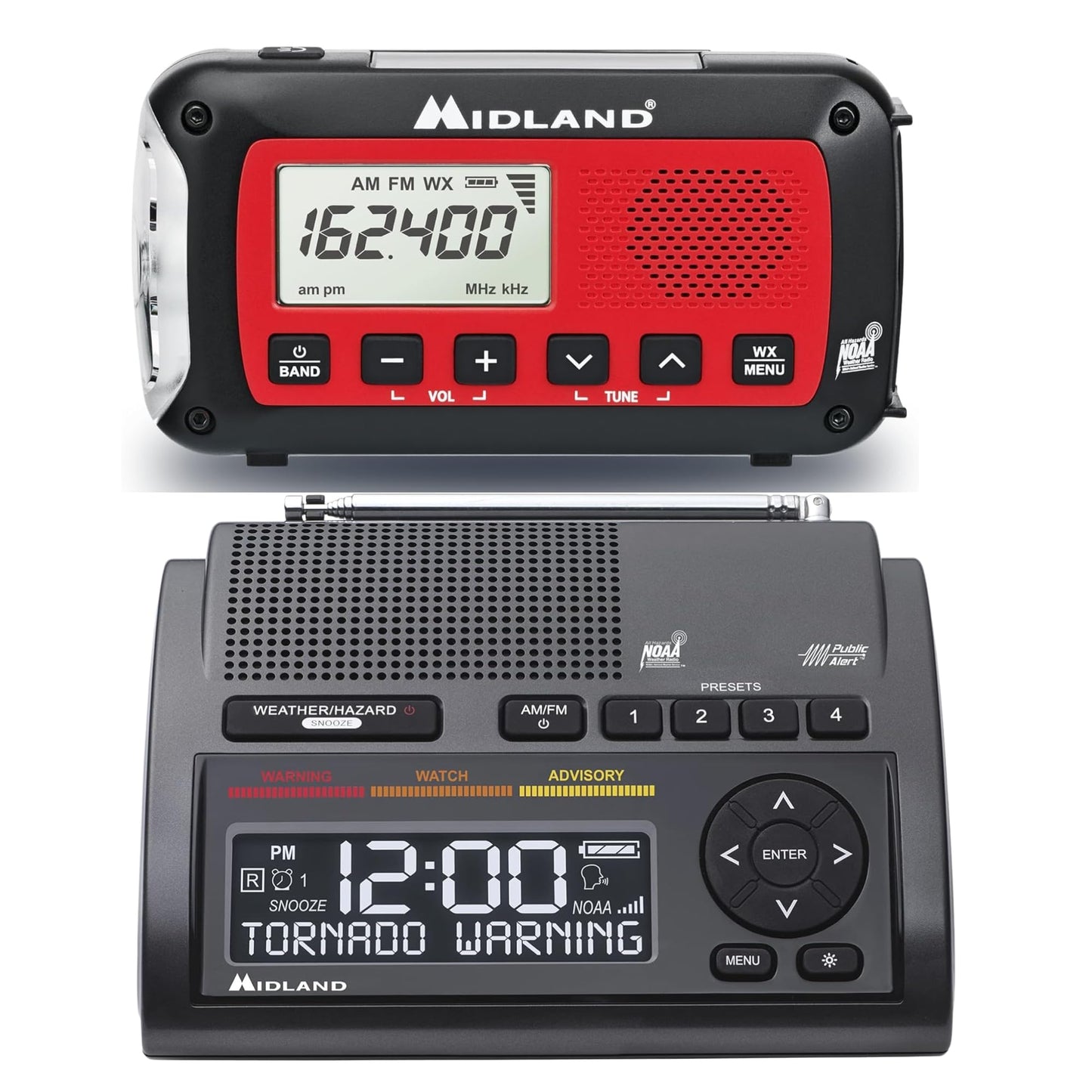 Midland Deluxe Home and Travel Emergency Radio - NOAA Weather Alert Scanner, Flashlight, Alarm Clock and AM/FM