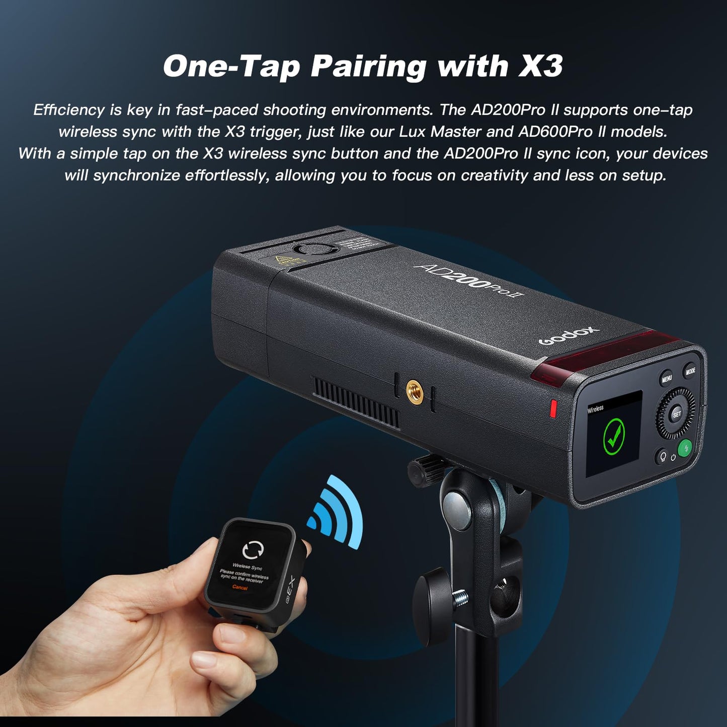 GODOX AD200 PRO II Flash (2025) AD200 PRO Strobe, Updated 200Ws 2.4G 1/512 to Full Power (1/1) Ten-Step Power Adjustment, Color Temperature Constant Mode ±100K Flash Head Pocket Flash Monolight