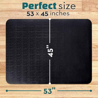 Office Chair Mat for Hardwood Floor: 53"x45" Large Black Rolling Chair Mat for Hard Wood and Tile Floor, Anti-Slip Heavy Duty Floor Protector Mat Under Computer Desk, Easy Glide Chair Mats for Home