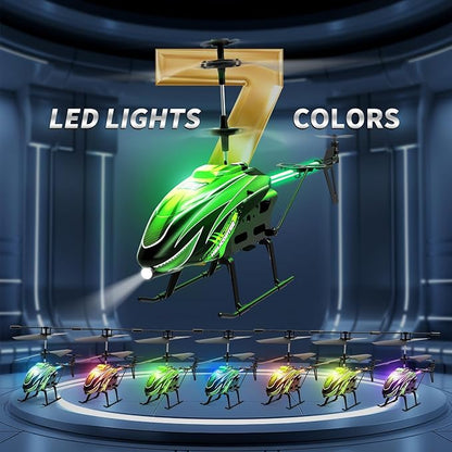 Dwi Dowellin RC Helicopter Remote Control Helicopter Toy for Kids with 26 Mins Flight(2 Batteries) 8 Light ModesEasy Control for Boys Girls Age 8-12(Green)