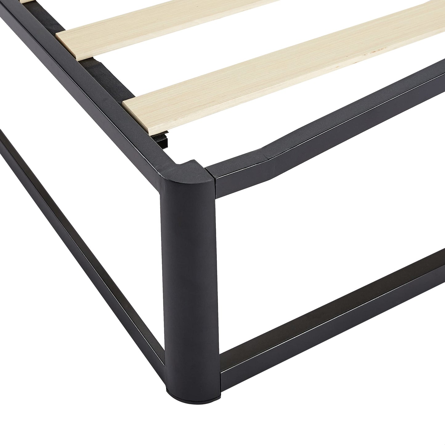 Amazon Basics Metal Platform Bed Frame with Wooden Slats, Sturdy Mattress Support, 10 Inches High, Under-Bed Storage, Full, Black