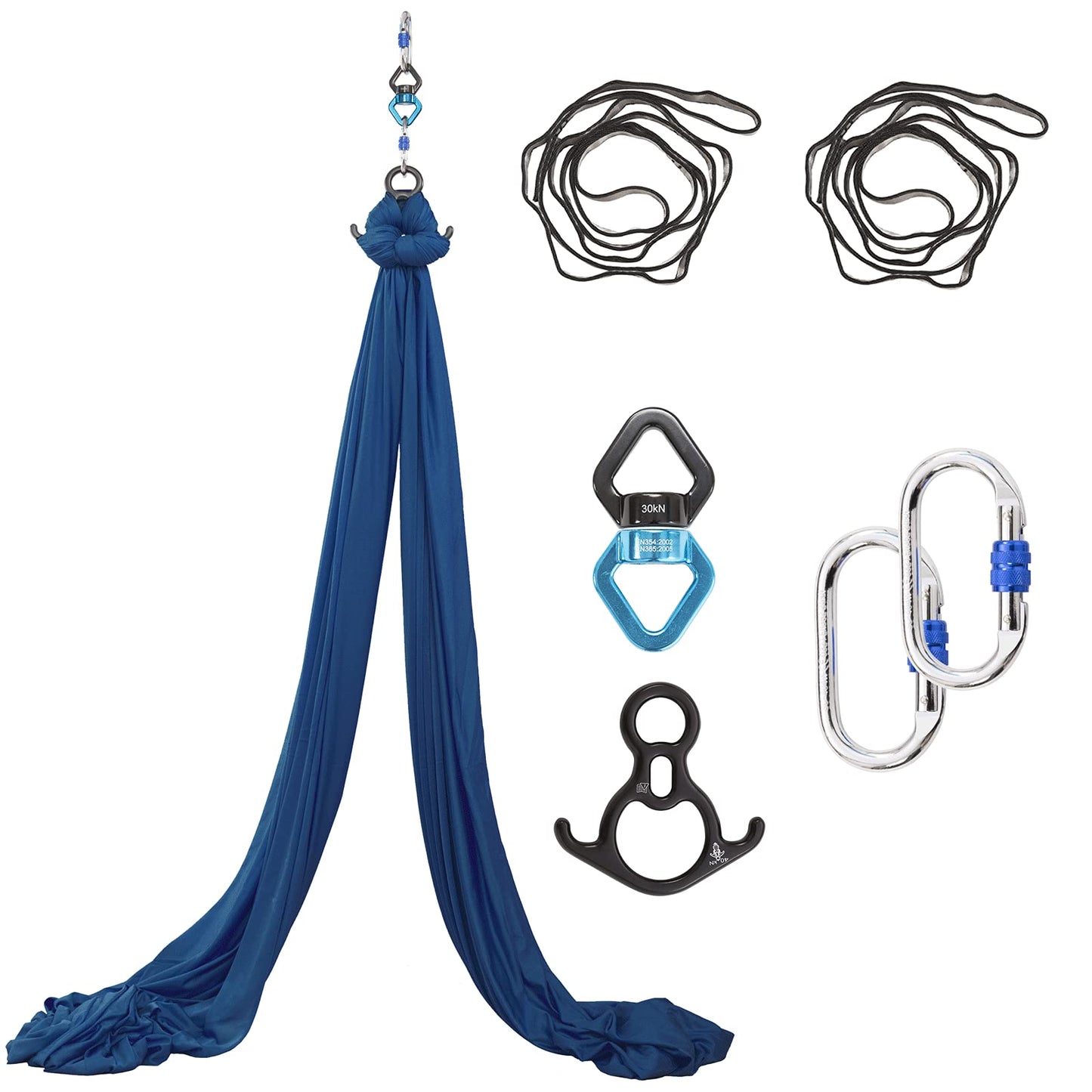 SKYPHAROS 11 Yards Aerial Silks Yoga Swing Set - Aerial Yoga Hammock Kit Anti-Gravity Flying for Fitness, Low/Non Stretch Nylon Tricot Fabric Hardware Included for Dance