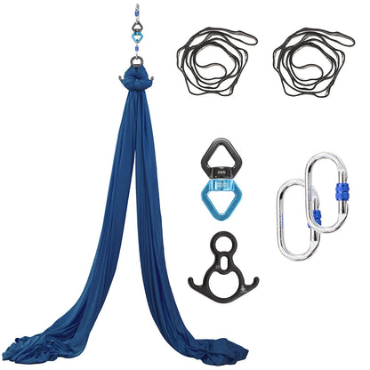 SKYPHAROS 11 Yards Aerial Silks Yoga Swing Set - Aerial Yoga Hammock Kit Anti-Gravity Flying for Fitness, Low/Non Stretch Nylon Tricot Fabric Hardware Included for Dance