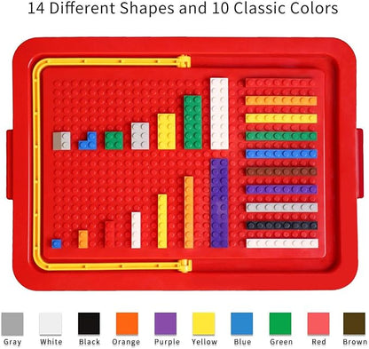 Building Bricks 1020 Pieces Set 1000 Basic Building Blocks in 17 Fun Shapes Includes Wheels Door Window Bulk Block with Storage Box Handle and Base Plate Compatible Block Construction Toys