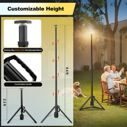 SYLSTAR 360° Rechargeable Work Light with Remote &Telescopic Stand (8.4Ft), 3000LM Ultra Bright, 8000mAh Battery, 3CCT Dimmable, Portable Camping Light for Jobsite Workshop Sports Emergencies(Black)