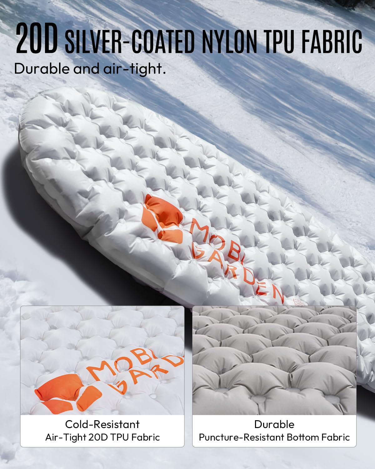 Mobi Garden Gennye Pro Ultralight Mummy Sleeping Pad, R-Value 6.0 Cold Weather Backpacking Mat, Compact Inflatable Air Mattress with Thermal Reflective Tech for Winter Alpinism, Noise Reduction Design