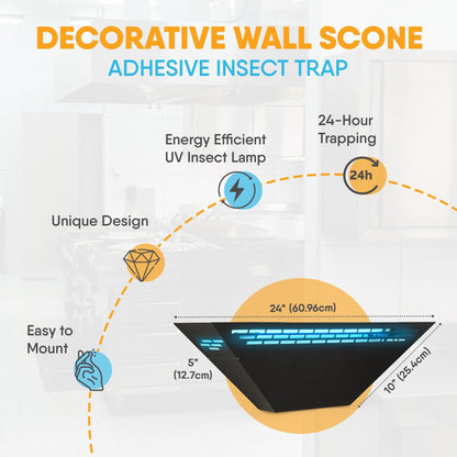 Gardner WS-85 Wall Sconce Fly Light Trap - Hides Captured Flies, Mosquitoes, Other Insects – Shatterproof UV Lamp –Homes, Kitchens, Restaurants, and Other Work Spaces - Black