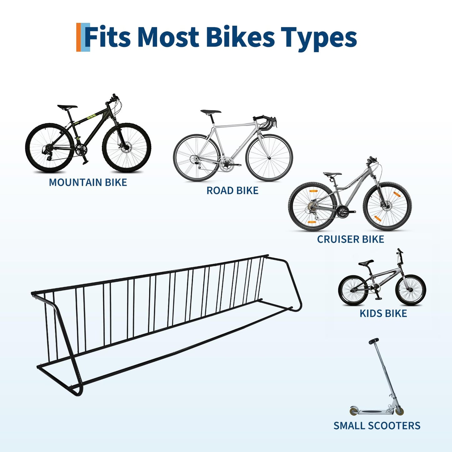 ActiveTrail Commercial Grid Bike Rack - Heavy Duty Outdoor Bicycle Rack Stand, Freestanding Metal Floor Bike Stand for Garage, School, Outdoor Parking, Bike Shop (Single & Double Sided)