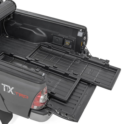 Rough Country Slide-Out Truck Bed Cargo Tray - Mid-Size Bed Organizer for 5' & Shorter Beds, Heavy-Duty Polyethylene, UV-Protected, Easy Tailgate Access