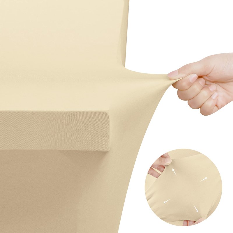 Utopia Kitchen Spandex Tablecloth 10 Pack [8FT, Champagne] Tight, Fitted, Washable and Wrinkle Resistant Stretch Table Cloth Rectangle Cover for Trade Show, Weddings & Parties [96Lx30Wx30H Inch]