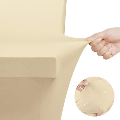Utopia Kitchen Spandex Tablecloth 10 Pack [8FT, Champagne] Tight, Fitted, Washable and Wrinkle Resistant Stretch Table Cloth Rectangle Cover for Trade Show, Weddings & Parties [96Lx30Wx30H Inch]