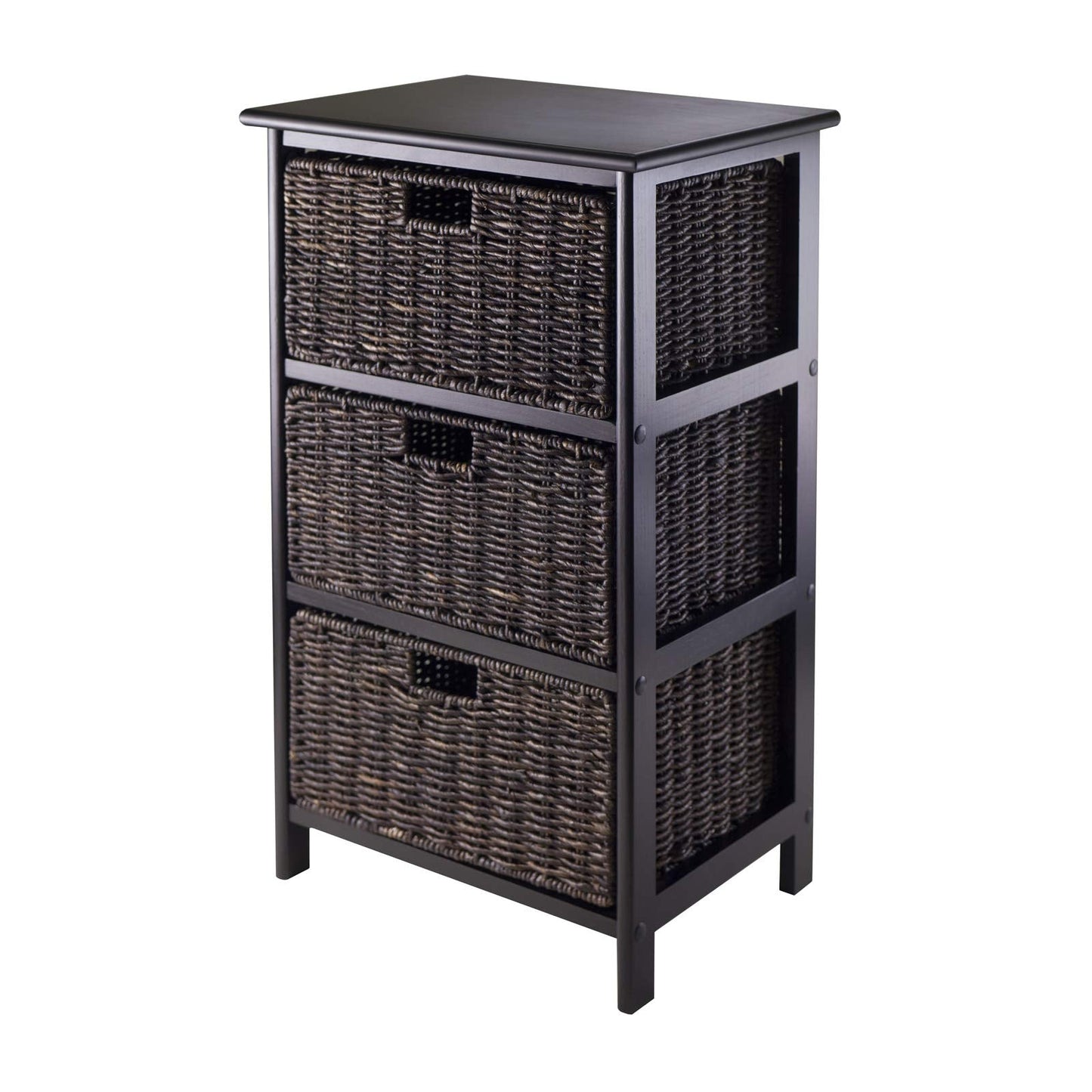 Winsome Omaha Home Storage Rack with 3 Baskets, Stackable Storage Bins for Home Organizing, Functional Furniture for Bedroom, Living Room, Office, Entryway
