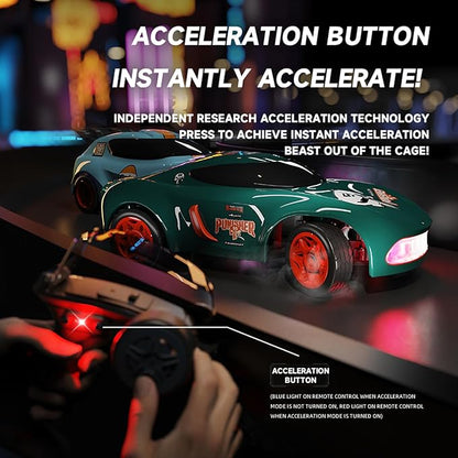 1:64 Scales Mini RC Car 2.4Ghz 4WD Desktop RC Drift Car Handheld Racing Mini Vehicle with LED Lights Rechargeable Electric Toy Birthday Gifts for Teens or Adults