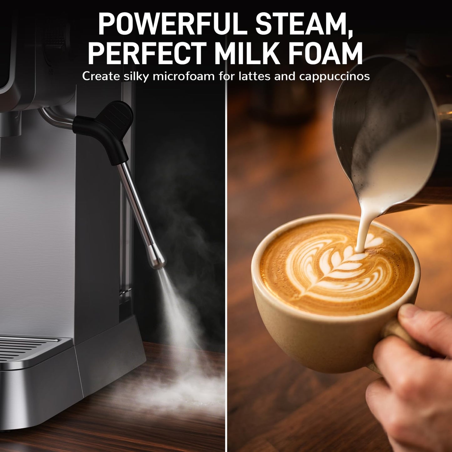 Mecity 20 Bar Espresso Machine with Milk Frother, Touchscreen Coffee Maker for Espresso, Americano & Over Ice Coffee, Compact Stainless Steel Latte & Cappuccino Maker