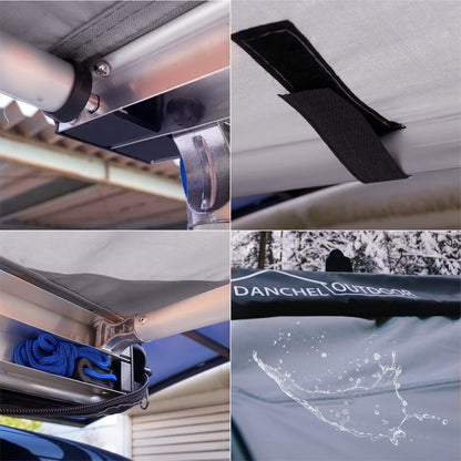 DANCHEL OUTDOOR Car Awning 6.5x8.2ft Roof Rack Pull-Out Sun Shelter Canopy, Waterproof 4x4 Vehicle Side Overland Awning Camping, Gray
