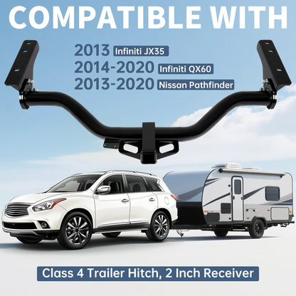 ECOTRIC Class 4 Trailer Hitch, 2 Inch Receiver Compatible with 2013 Infiniti JX35 2014-2020 Infiniti QX60 2013-2020 Nissan Pathfinder Trailer Tow Hitch Replace for 76031