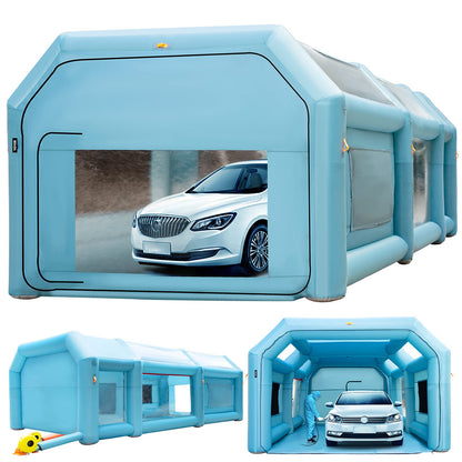 VEVOR Portable 26x15x10ft Inflatable Paint Booth Tent w/Air Filter System & 2 Blowers Bundle with 25FT 12IN PVC Flexible Duct Hosing