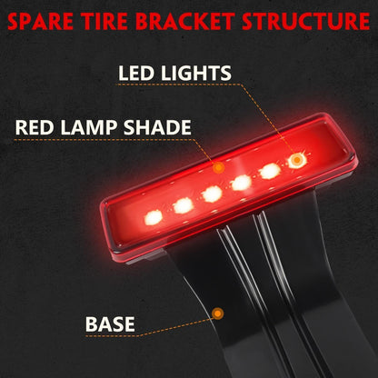 DKMGHT Spare Tire Holder Mounting Bracket Tire Carrier for Jeep Wrangler JK 07-18 with 3rd Third Brake Light Accessories 55397217AJ 68048581AA Aluminum Alloy Carrier Bracket(Red Lens)