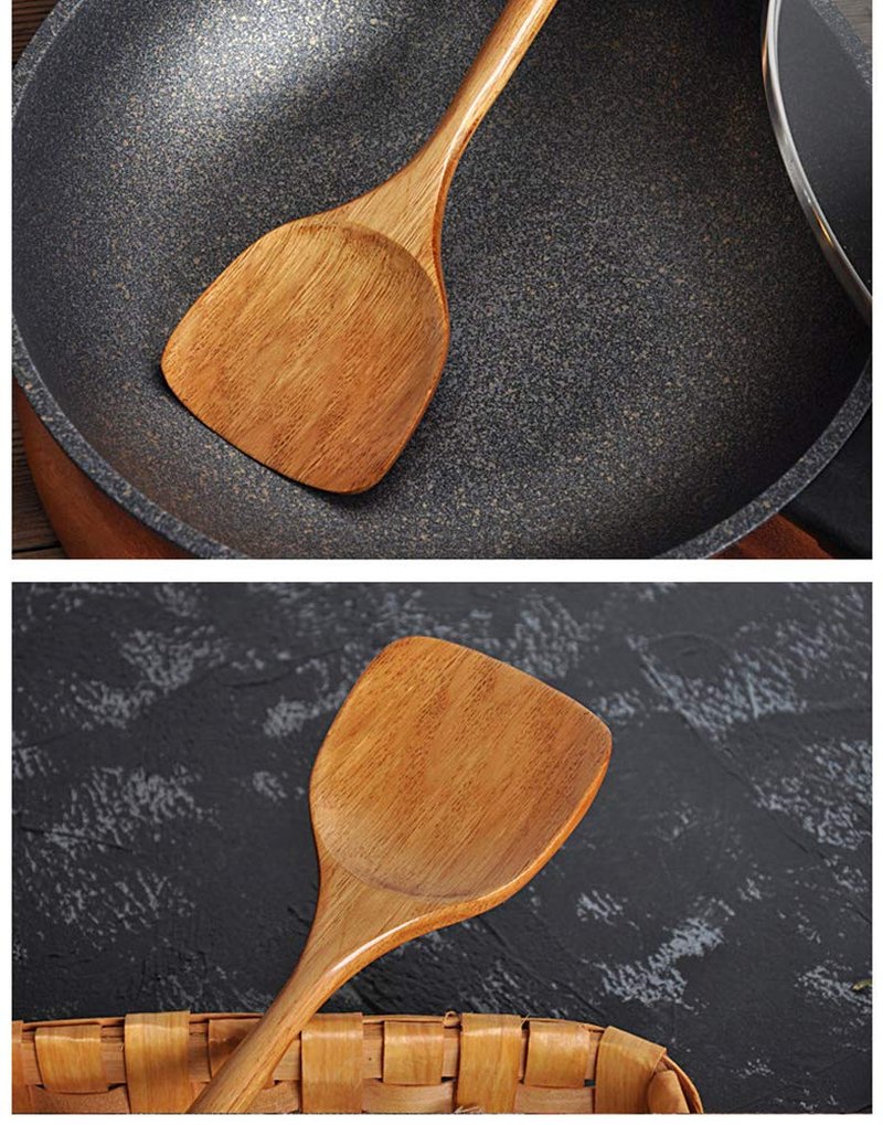 FJNATINH Wooden Spatula with Long Handle for Cooking Kitchen Cookware